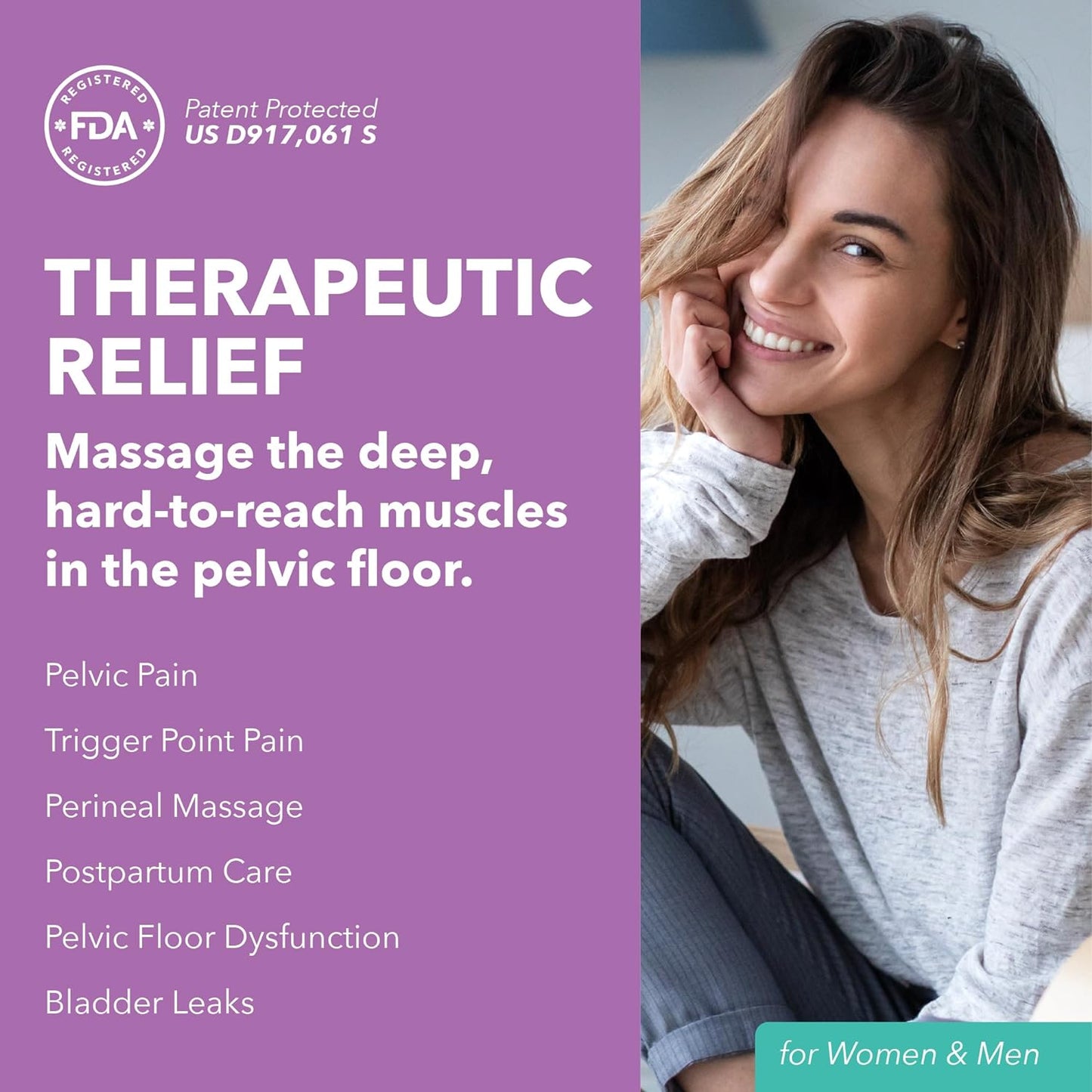 Intimaterose Pelvic Wand with Vibration for Pelvic Muscle Relief - Pelvic Physical Therapy Use for Trigger Point & Tender Point Release for Men & Women