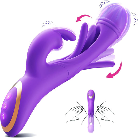 Dildos Vibrator Sex Toys for Women, G-Spot Rabbit Vibrators with 12 Flapping & 12 Vibrating Modes Adult Toys, Anal Vibrating Dildo Nipple Clitoral Stimulator Female Sex Toy, Adult Toy for Couples