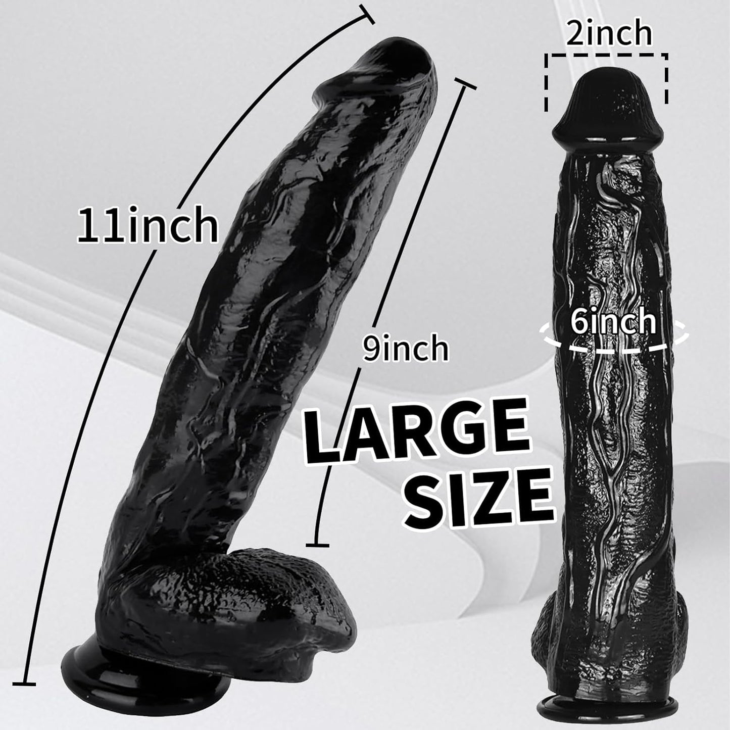 10.8“ Realistic G-Spot Dildo for Women, Lifelike Penis & Testicles, Skin-Friendly Flexible Silicone Adult Sex Toy with Powerful Suction Cup Large 27.5Cm (Black)