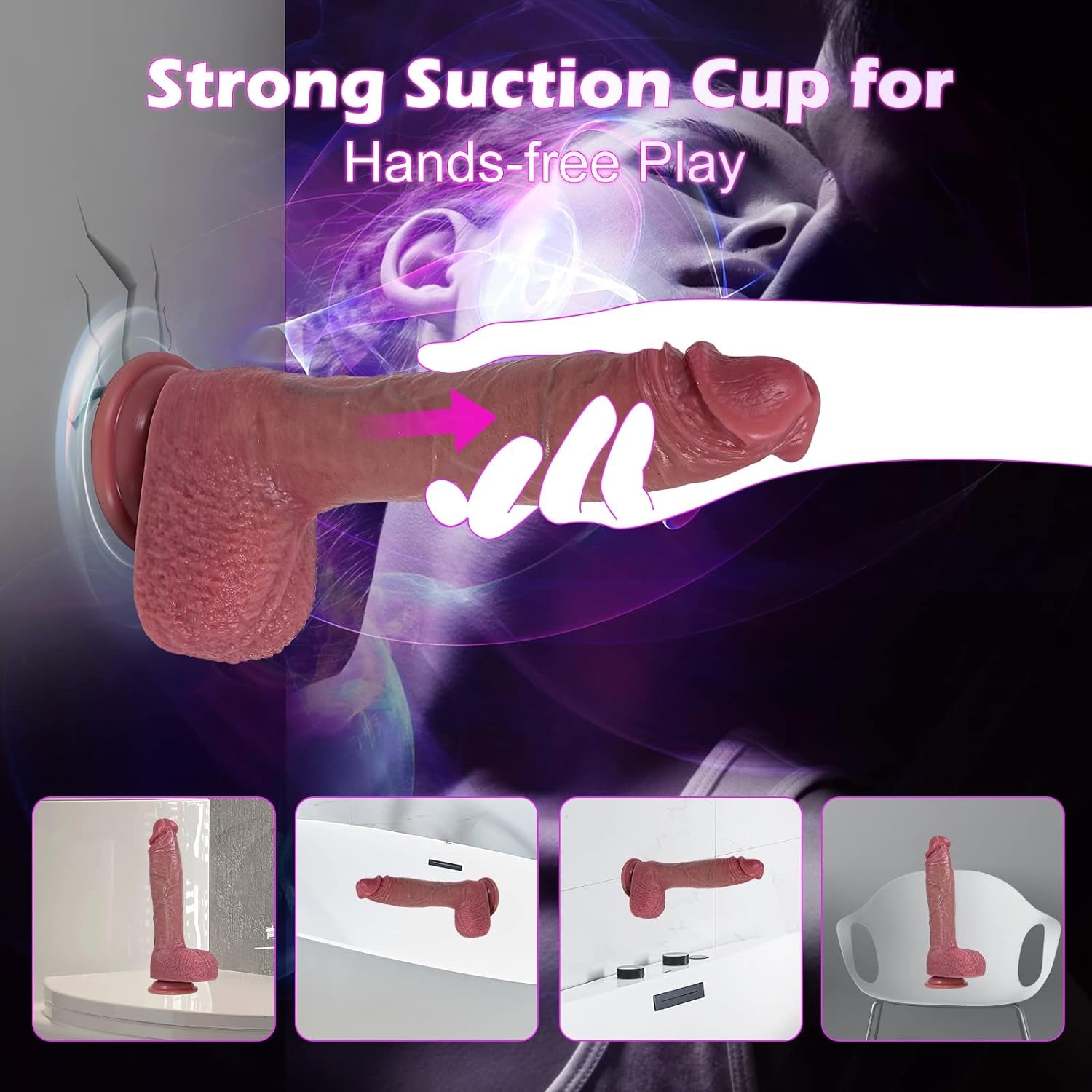 10" G Spot Dildo Women Men: Realistic Silicone Suction Cup Anal Dildo Thruster with Remote Control 9 Vibrations 3 Telescopic, Hands-Free Strap on Thick Penis Adult Sex Toy for Couples