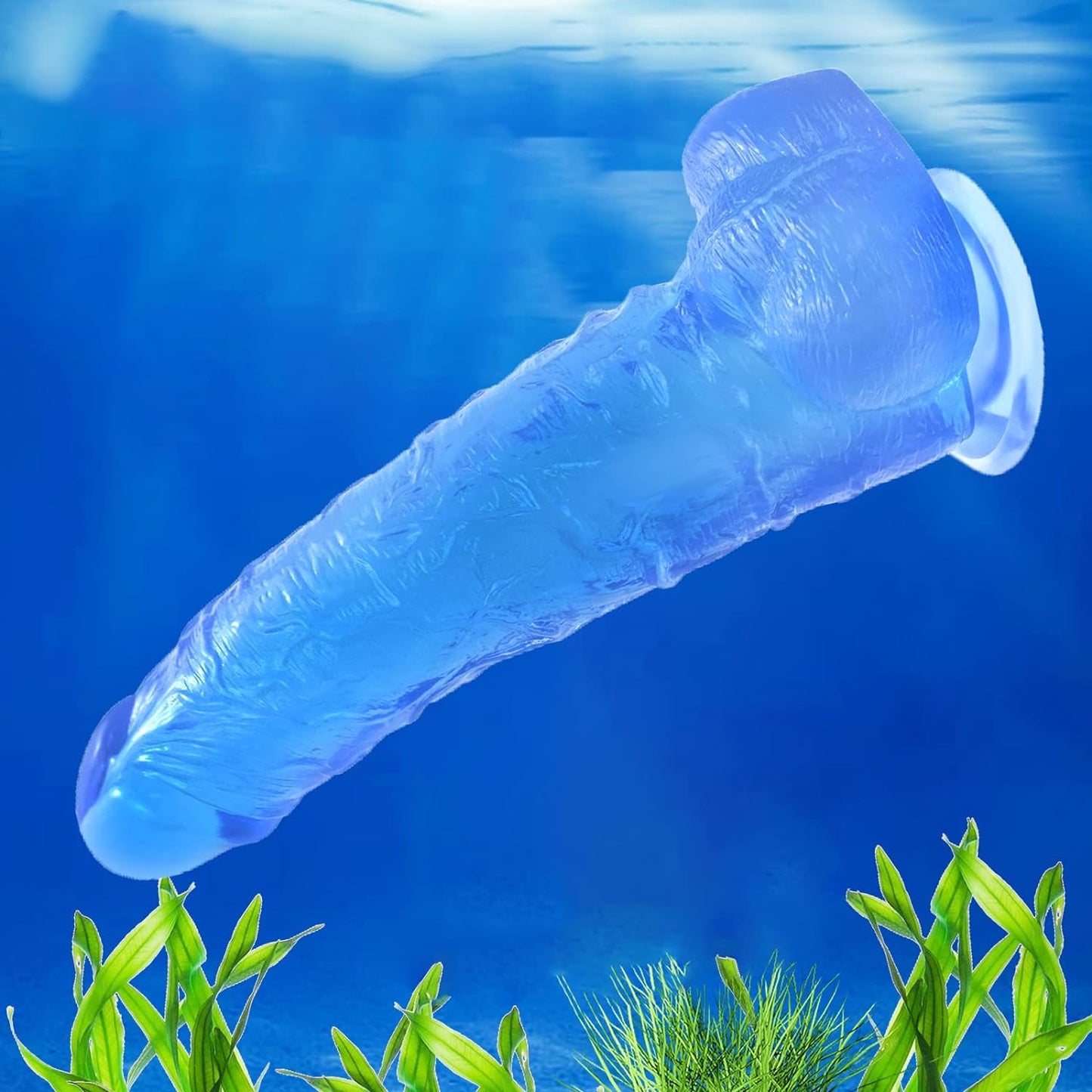 Realistic Big Dildo,11 Inch XXL Blue Small Tip Thick Elephant Dildo with Suction Cup, Crystal Monster Dildos Adult Sex Toy for Women Men Butt Plugs