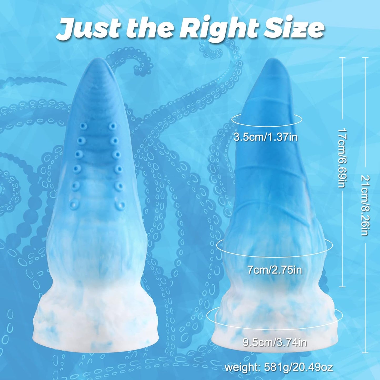 Tentacle Dildo Octopus Anal Plug Liquid Silicone,  Monster Dildo Adult Sex Toy with Strong Suction Cup for Vaginal G-Spot & Anal Play Suitable for Beginner