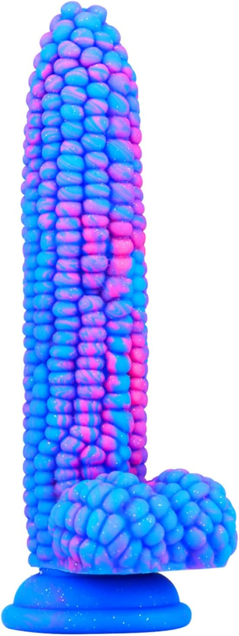 Monster Dildo Colourful Big Grain Corn Adult Sex Toy with Strong Suction Cup 8 Inch Flexible Soft Vegetable Dildos - Blue