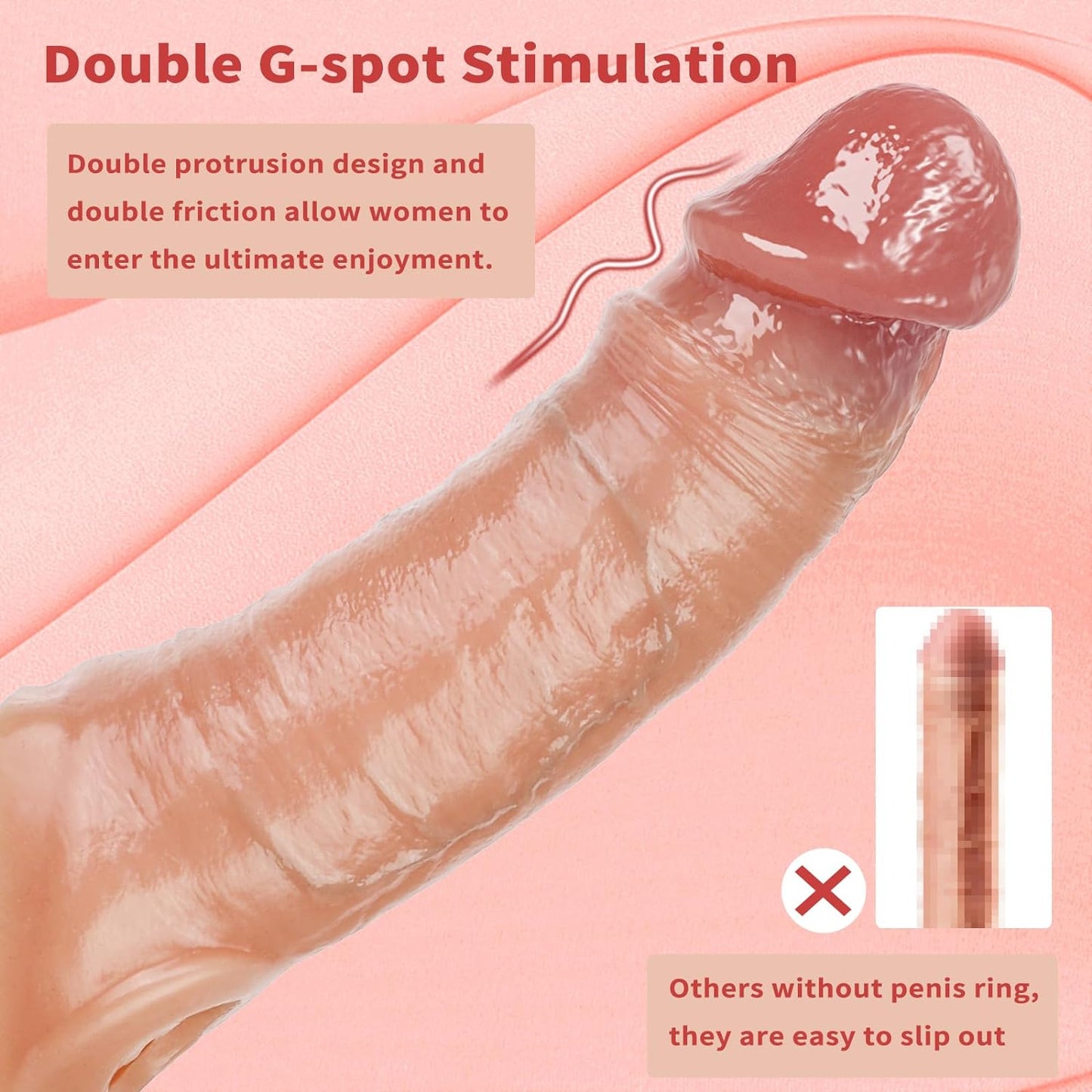 Penis Sleeve Vibrating Cock Sleeve Penis Extender Dildo, Realistic Adult Sex Toys 2.8In Penis Extension Vibrator 10 Modes Remote Control, Elastic Penis Ring to Enlarge Prolong for Men Couples