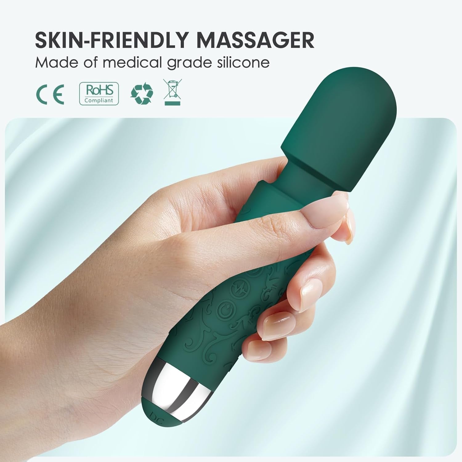 Electric Neck Massager, Rechargeable Handheld Waterproof Mini Massager, Green