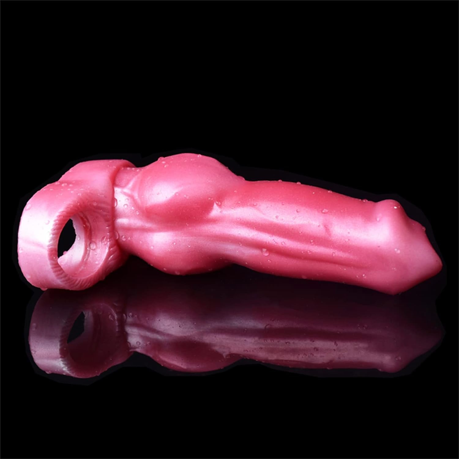 Silicone Penis Sleeve Enlarger Male Penis Extension Sleeve with Cock Ring, Realistic Dog Knot Penis Sheath Cock Extender Sleeve Adult Sex Toys (Red)