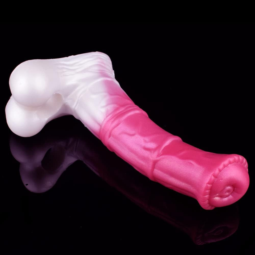 Resuable Penis Sleeve Extender Enlarger Silicone Horse Cock Sleeve Extension Sheath with Stretchy Loop for Men Testicle Ring Male Sex Toys Adult Sex Toy (Large Size)