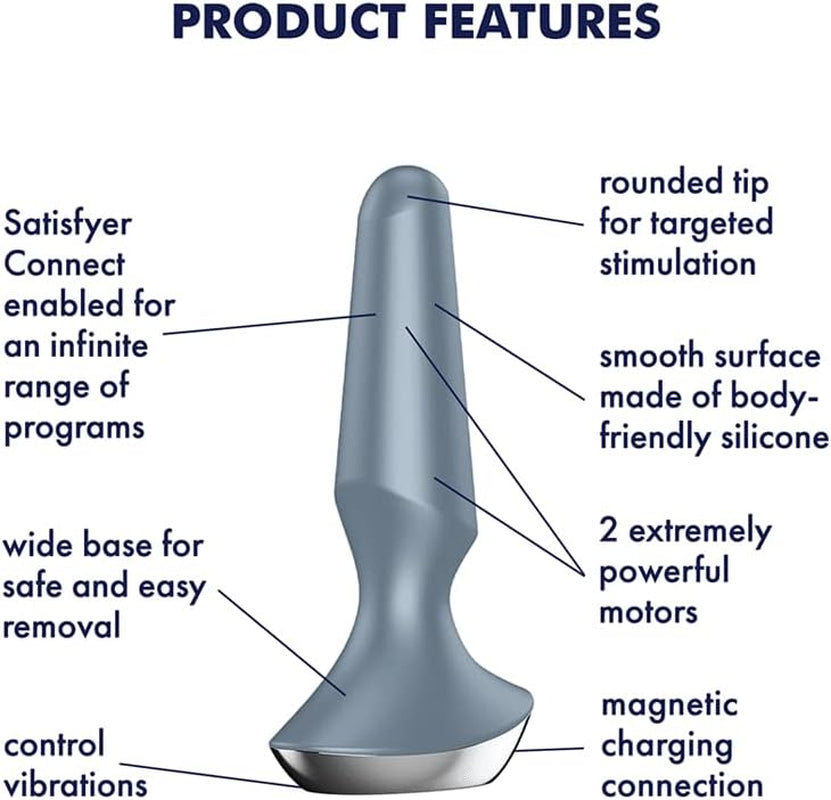 Plug-Ilicious 2 Connect App | Plug Vibrator | 2 Powerful Motors | Waterproof (IPX7) | Rechargeable Battery | Skin-Friendly Silicone