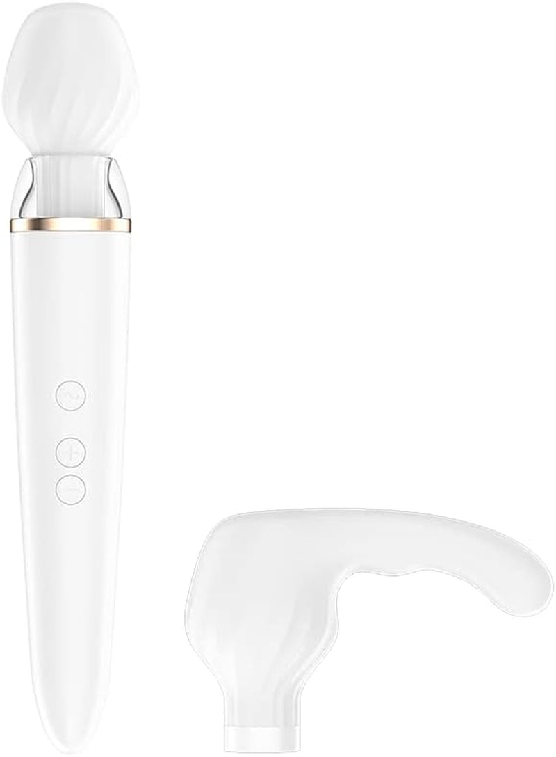 Double Wand-Er | Vibrator | XXL Size | Personal Massager | Full Body | Connect App | G-Spot | Clitoris Stimulation | 2 Interchangeable Heads | Waterproof (IPX7) | Rechargeable Battery | Skin-Friendly Silicone