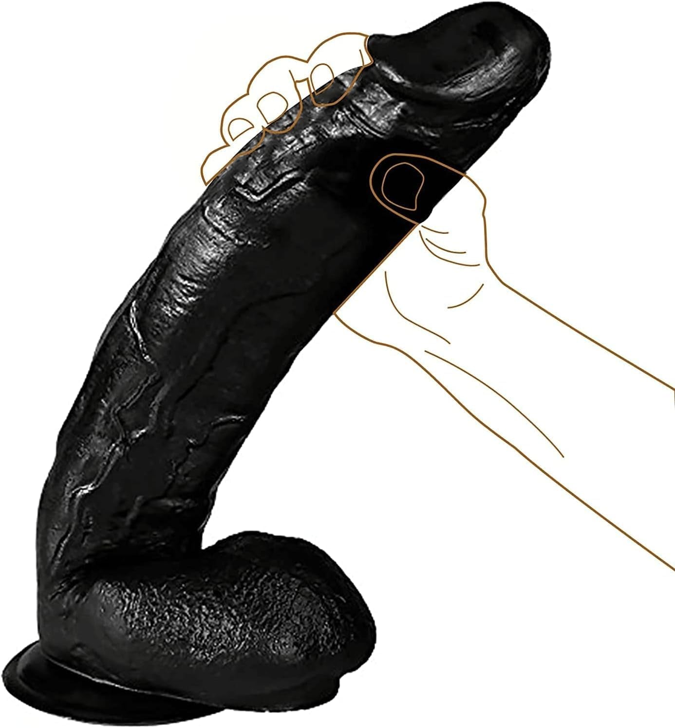 10.8“ Realistic G-Spot Dildo for Women, Lifelike Penis & Testicles, Skin-Friendly Flexible Silicone Adult Sex Toy with Powerful Suction Cup Large 27.5Cm (Black)