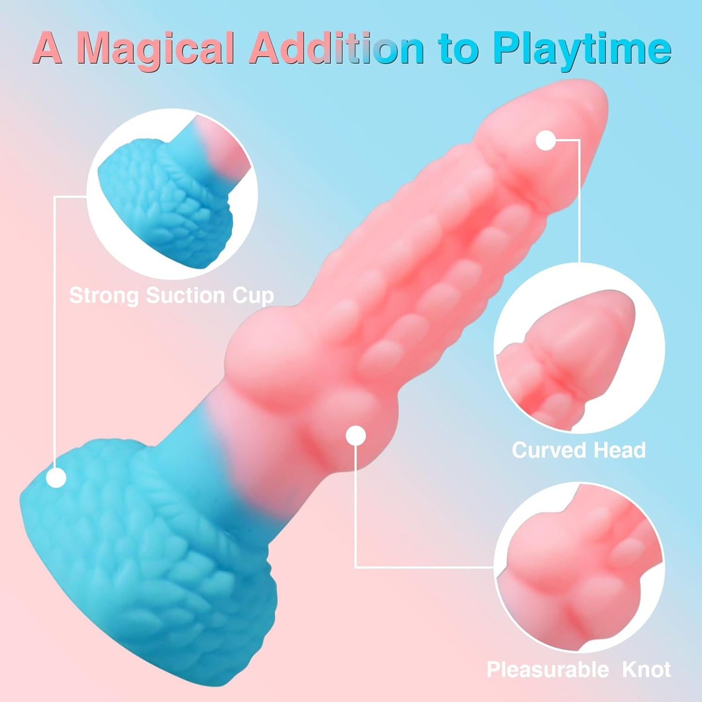 Huge Thick Big Dragon Dildo, Soft Silicone Monster Anal Dildo Sex Toys with Strong Suction Cup, 8.7" Realistic Fantasy Large Knot Dildo for Adult Women Men Pop, Pink G Spot Dog Dildo