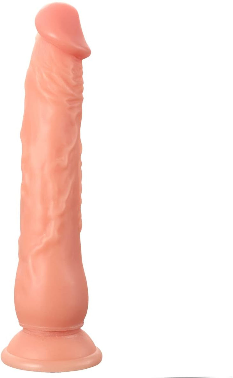 9 Inch Realistic Dildo, Body-Safe Material Lifelike Huge Penis with Strong Suction Cup for Hands-Free Play, Flexible Cock with Curved Shaft and Balls for Vaginal G-Spot and Anal Play