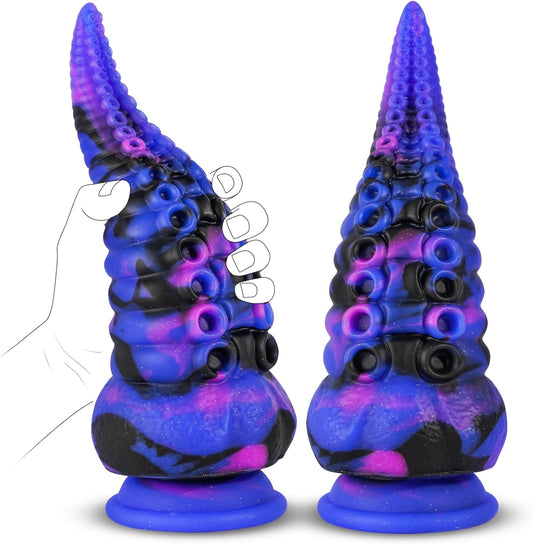 Monster Dildo Tentacle Adult Toy: Big Thick Dildos with Suction Cup for Women, Huge Fantasy Dildo with Octopus-Shape, 8.7” Silicone Giant Dildo, Galaxy