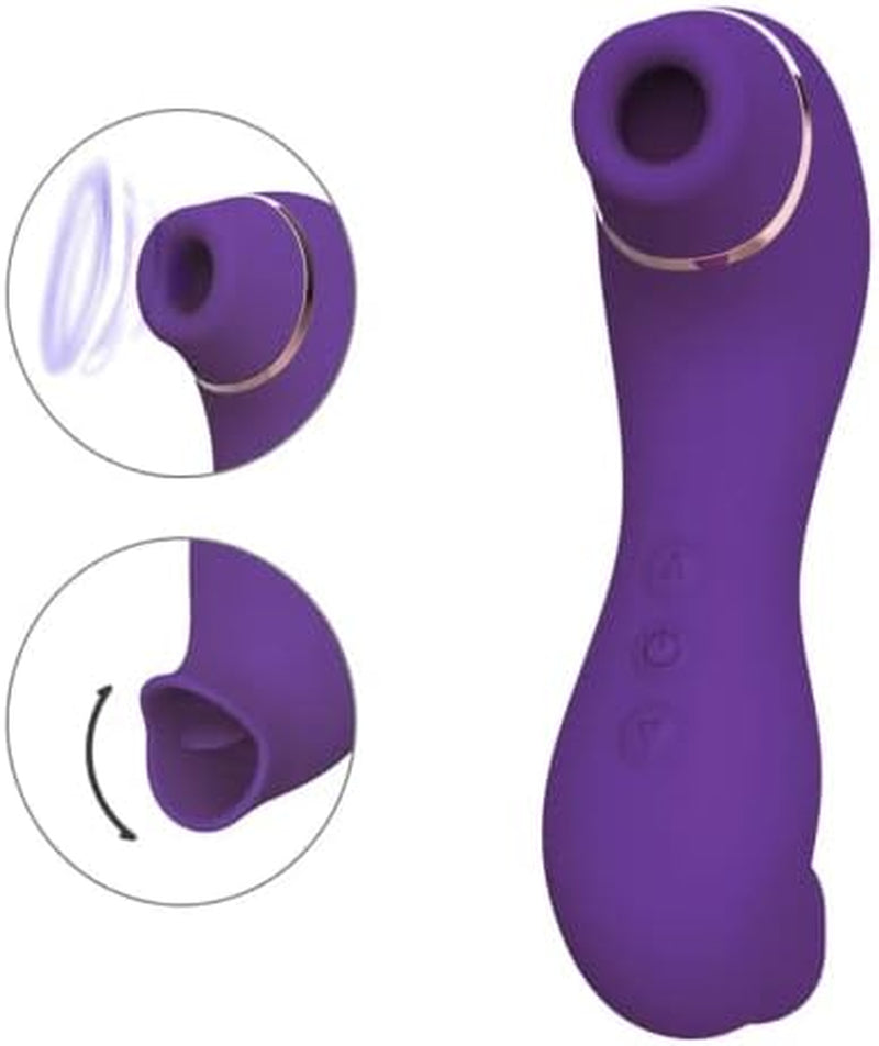 Dual Pleasure Worm Air-Pulse Clitoral Stimulator & Tongue Licking Vibrator, Clitoral Licking, Clit Sucking, Pressure-Wave Technology, Waterproof, Rechargeable, Sex Toy for Women & Couples