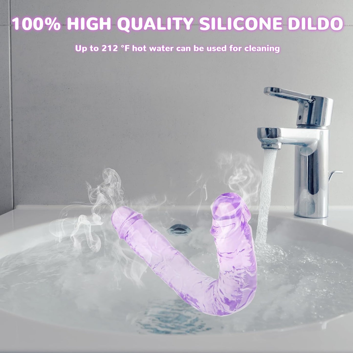 11.8 * 1.37 Inches Double Dildo Crystal Jelly Realistic Anal Long Dildo Penis Soft and Flexible with Veins and Glans Adult Sex Toys for Women/Men/Lesbian Purple