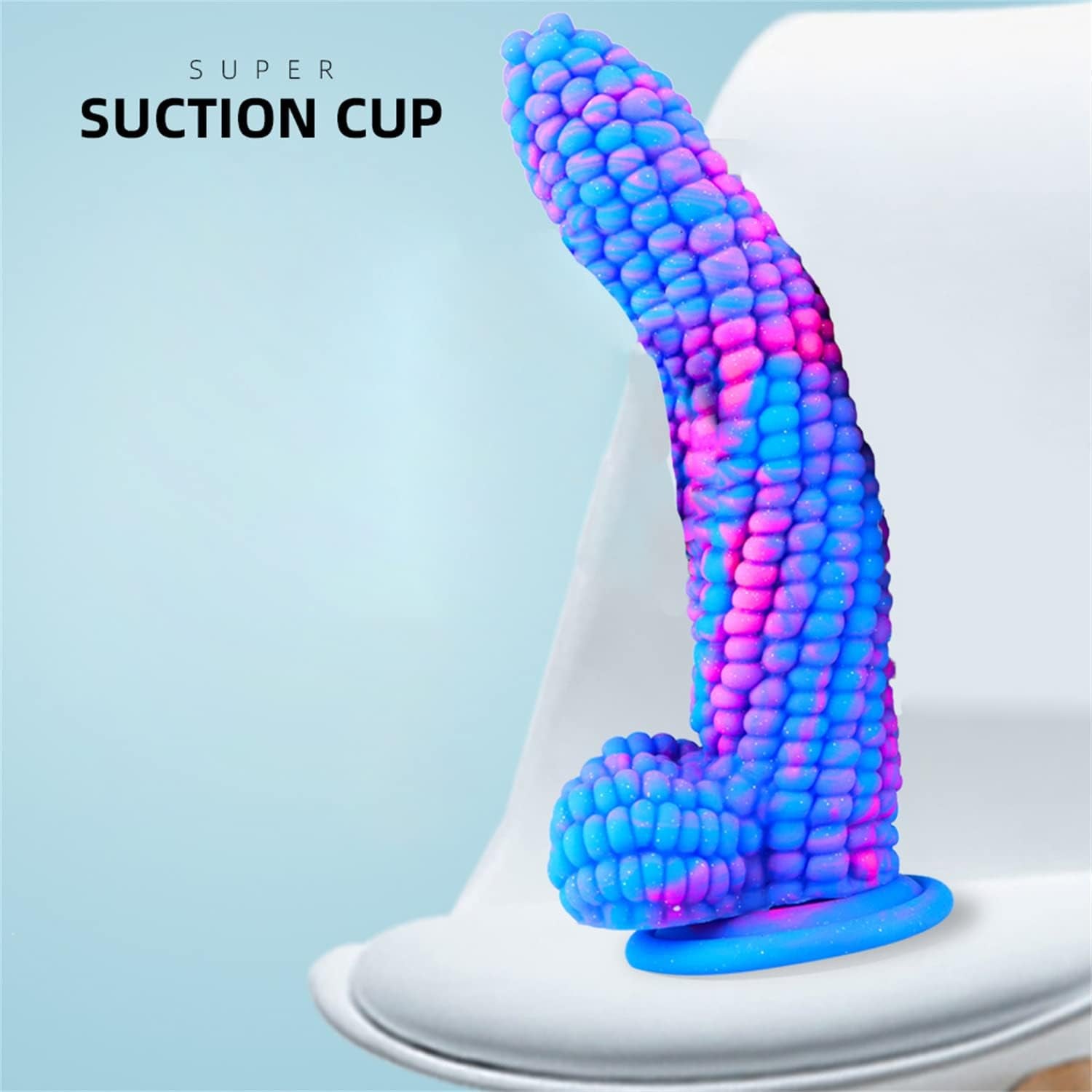 Monster Dildo Colourful Big Grain Corn Adult Sex Toy with Strong Suction Cup 8 Inch Flexible Soft Vegetable Dildos - Blue