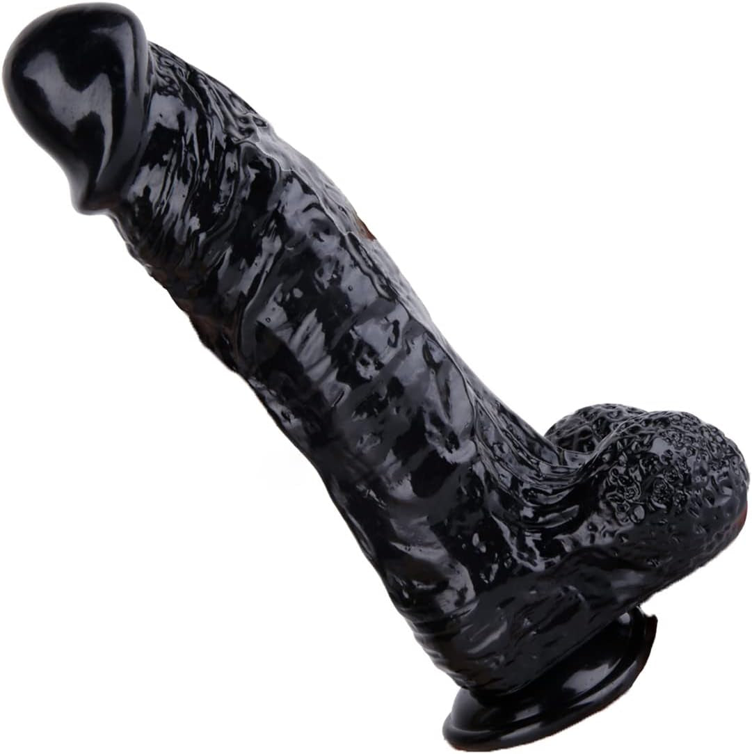 12" Realistic Thick Dildo, Powerful Suction Cup Dildo Huge Jelly Dildo Flexible Adult Sex Toy for Women, Black