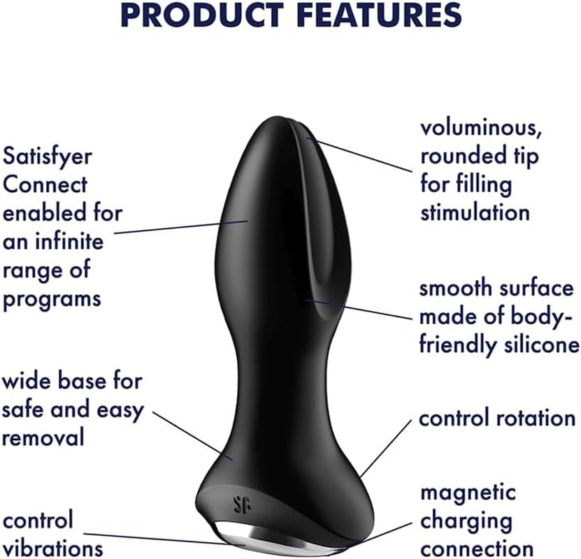 Rotator Plug 2+ Connect App | Anal Vibrator | Unisex | Waterproof (IPX7) | Rechargeable Battery | Skin-Friendly Silicone