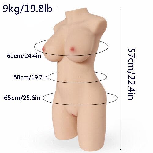 Lifelike Sex Doll Torso Male Masturbator with Big Boobs Butt Tight Vaginal Anal,Female Torso Love Doll Adult Male Sex Toys for Men Hands Free Sex Fun (9kg)