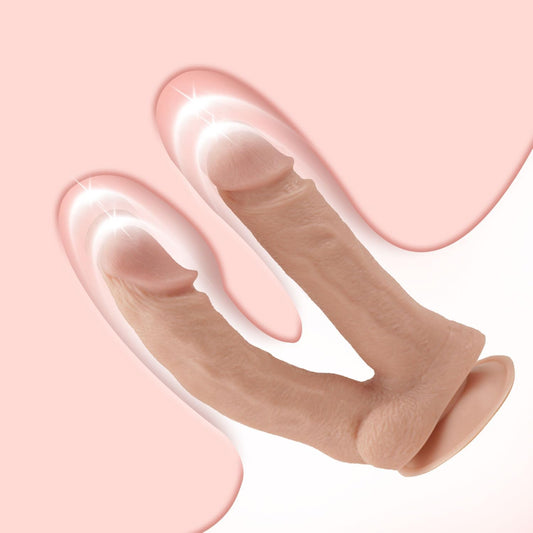 J8-8.66-Inch Dual Silicone Material Realistic Classic Hands-Free Suction Cup Tool for Women and Couples Beginners
