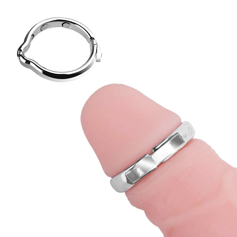 FST Metal Cock Ring Adjustable Width Penis Ring Delayed Ejaculation Enhanced Erection Bondage Ring Adult Sex Toys for Male (Medium)