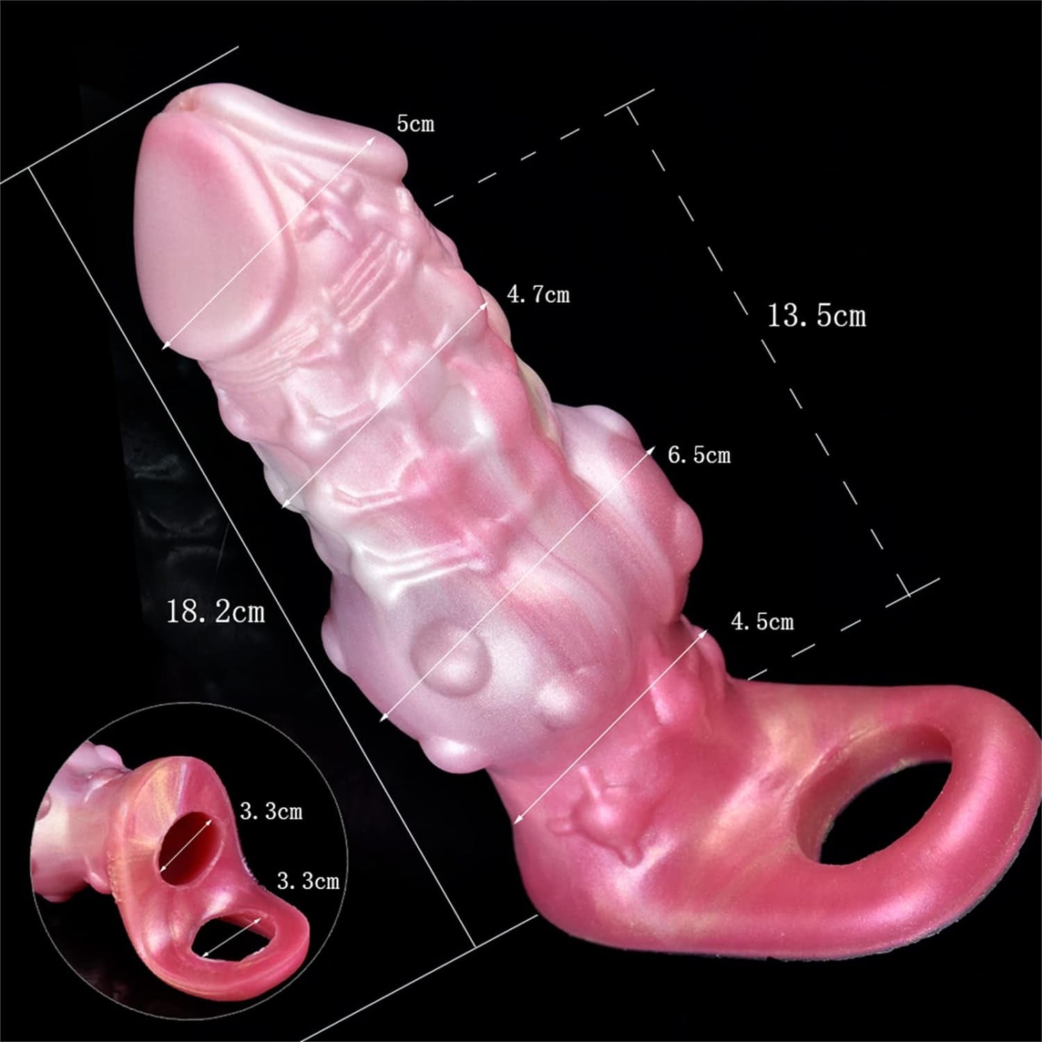 7.16" Monster Penis Sleeve Enlarger Silicone Penis Extension Sleeve with Cock Ring, Soft Men Penis Extender Cock Enlargement Male Adult Sex Toy