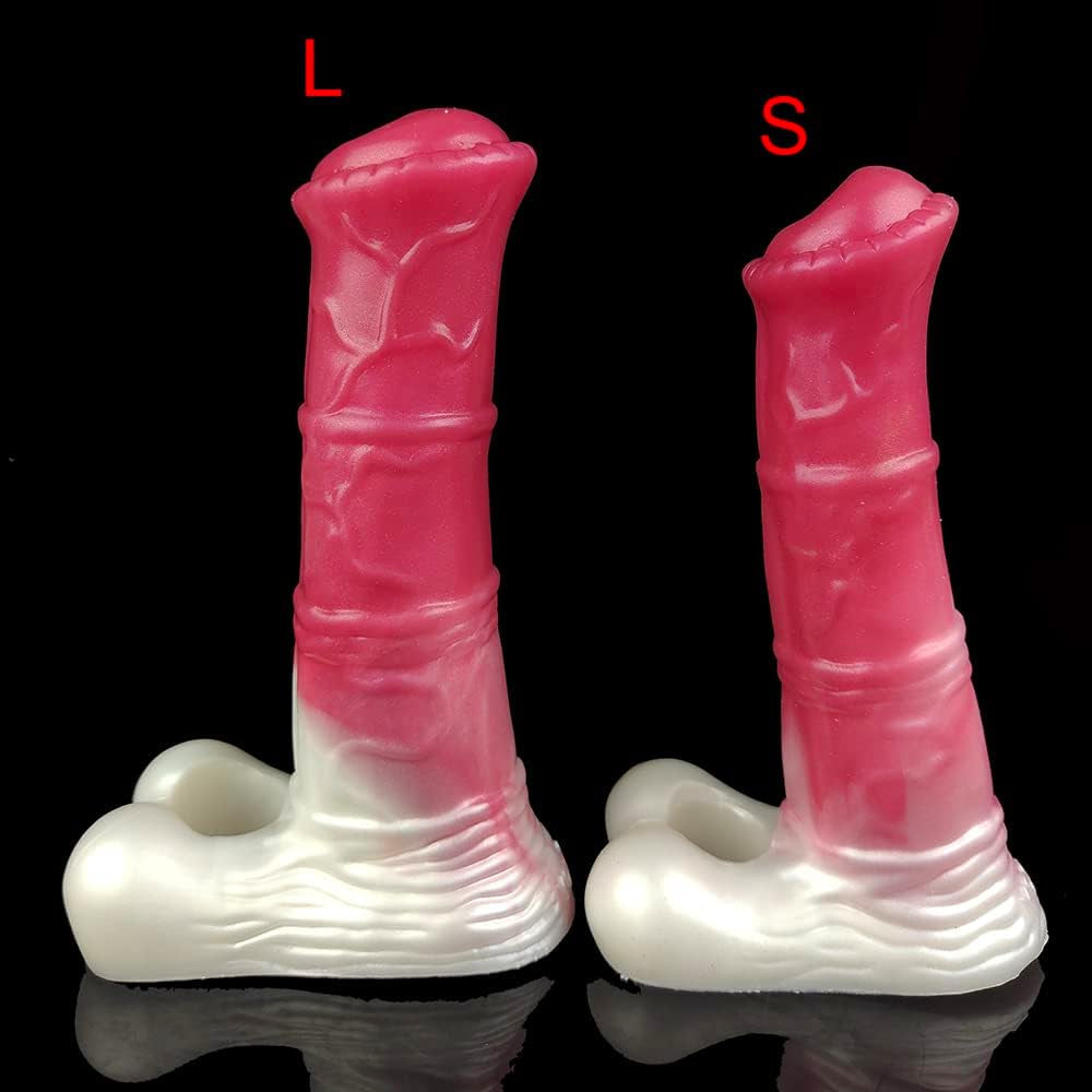 Resuable Penis Sleeve Extender Enlarger Silicone Horse Cock Sleeve Extension Sheath with Stretchy Loop for Men Testicle Ring Male Sex Toys Adult Sex Toy (Large Size)