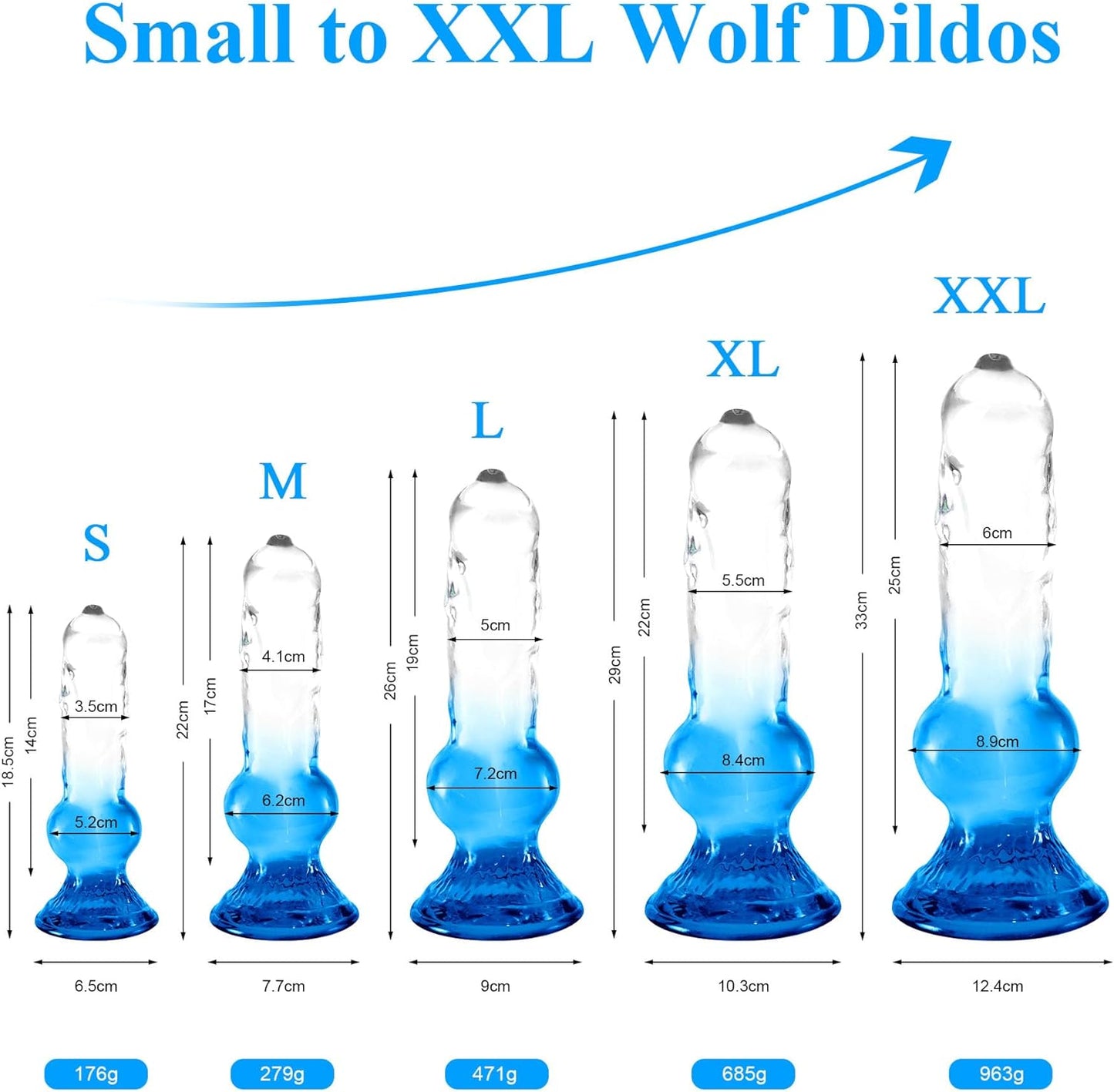 26 CM Big Wolf Dildo, Jelly Large Dogs Dildo with Strong Suction Cup Adult Toys for Women Men