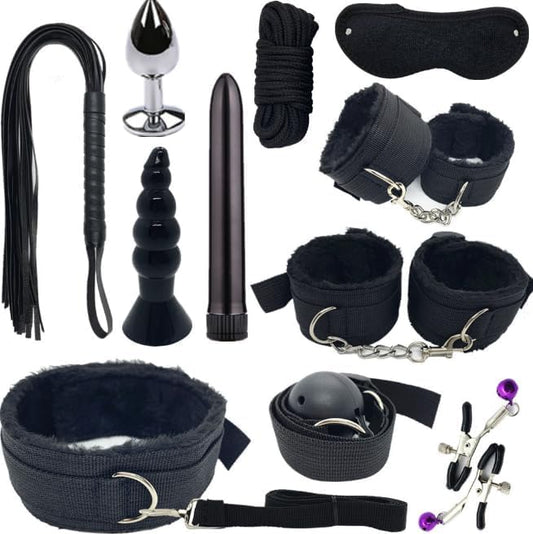 11PCS Sexy Bondage BDSM SM Accessories for Adults Couples Bed Restraints Kit Under King Bed Play Neck to Wrist Bondage Restraints Set Wrist Ankle Bondaged Kit Adult for Bed Straps Handcuffs Collar