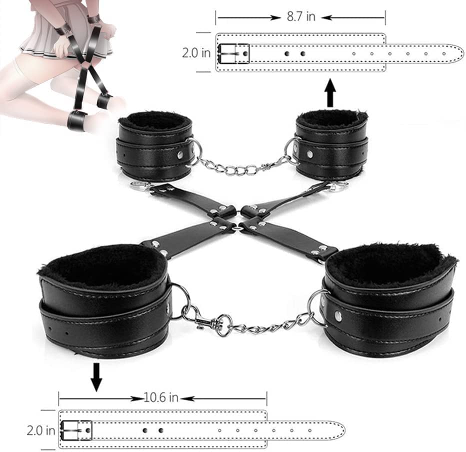 11 PCS SM Bondage Set, Extreme Sex, BDSM Bondage Sex Set for Couples, Handcuffs, Nipple Clamps, Gag and Eye Mask, Erotic SM Sex Toys for Beginners and SM Enthusiasts (Black)