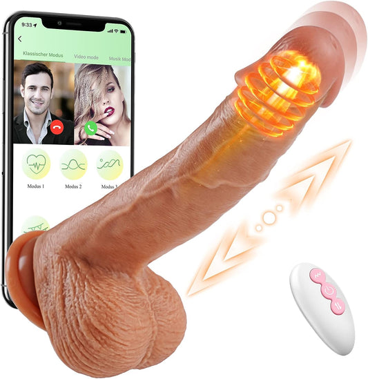Dildo Thrusting Dildos Realistic Vibrator - Vibrators Adult Sex Toys for Women，Silicone 8 Inch Suction Cup Dildo Fake Penis Anal G-Spot Stimulator and Couple Pleasure with 5 Thrusting & Vibrating Mode