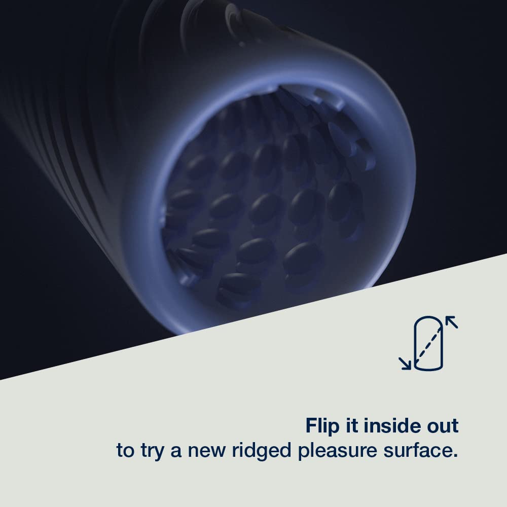 Arcwave Ghost Male Stroker - Male Masturbator with 4 Inch Reversible Sleeve - Multi-Textured Penis Sleeve - Clean Tech Silicone - Reusable & Easy Clean Adult Sex Toy - Blue