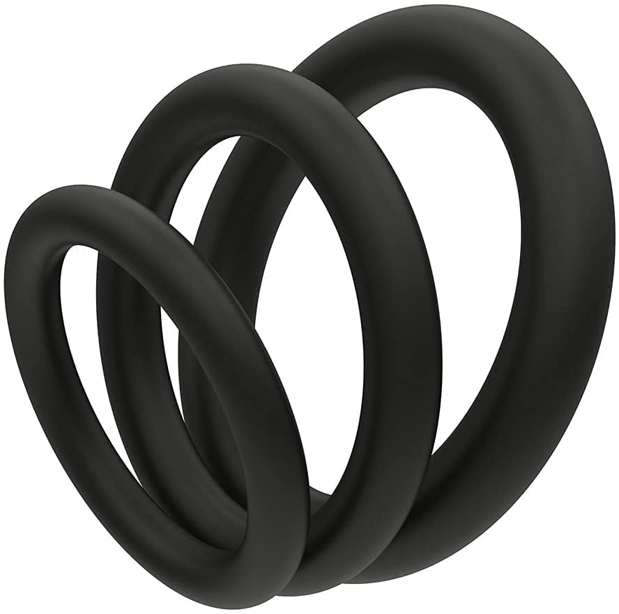 Black 3 Pieces Silicone Soft Delay Classic Watertight Extension Restraints rings Band Kit Rings for Men Extension Ring Band Kit