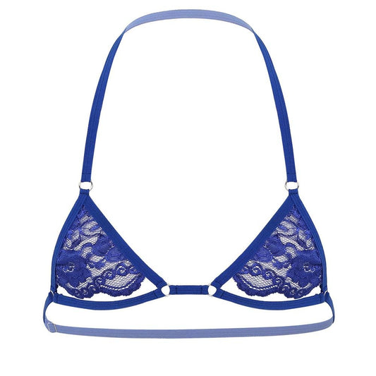 Men Sissy Lace Bra Bralette Tops Crossdresser Gay Underwear Strap Girly Halter Sexy Lingerie Sleepwear Nightwear, Blue 2, One Size