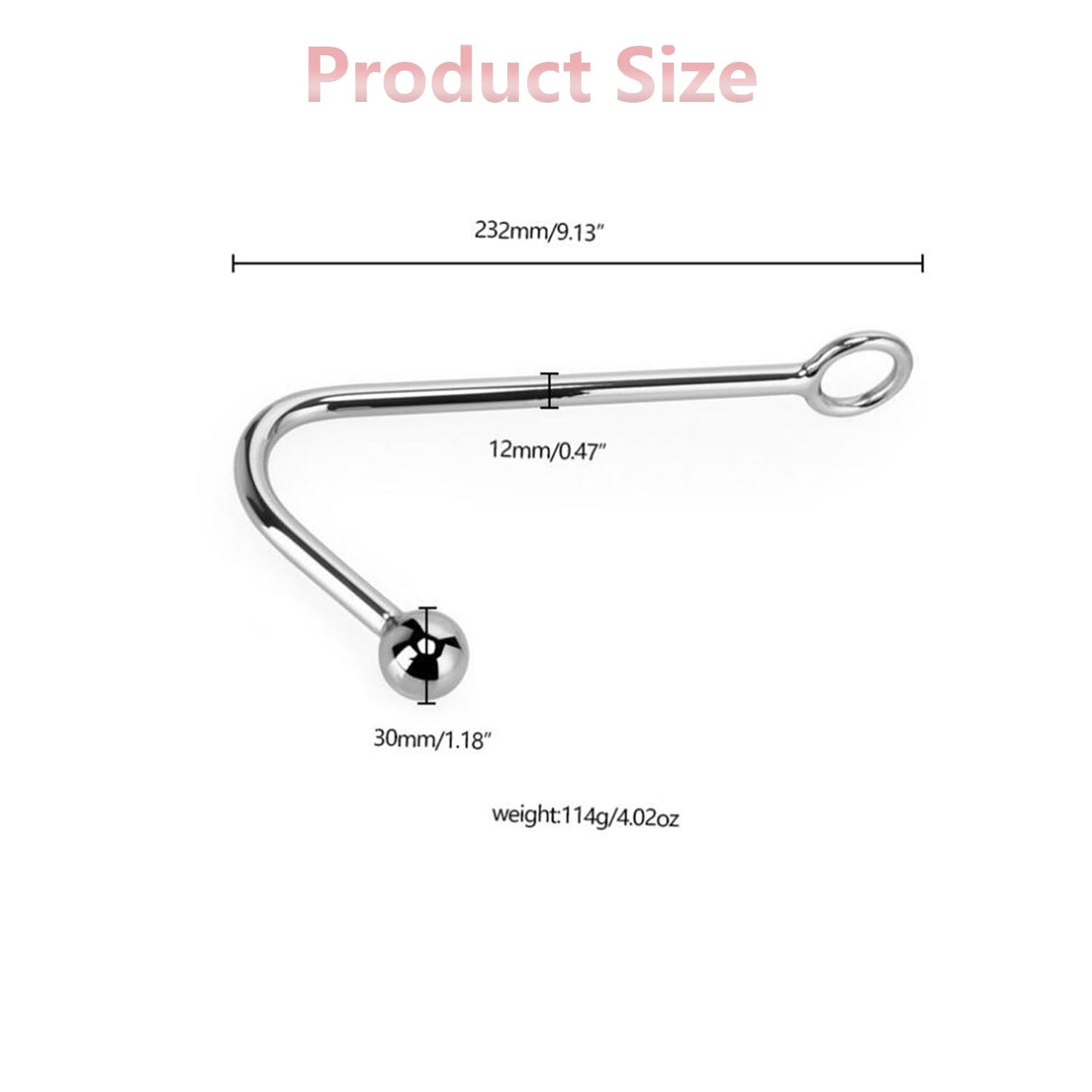 Anal Hook Sex Toys Stainless Steel Solid Metal Anal Hook for LoverUnisex Rope Hook Products with 1 Bead