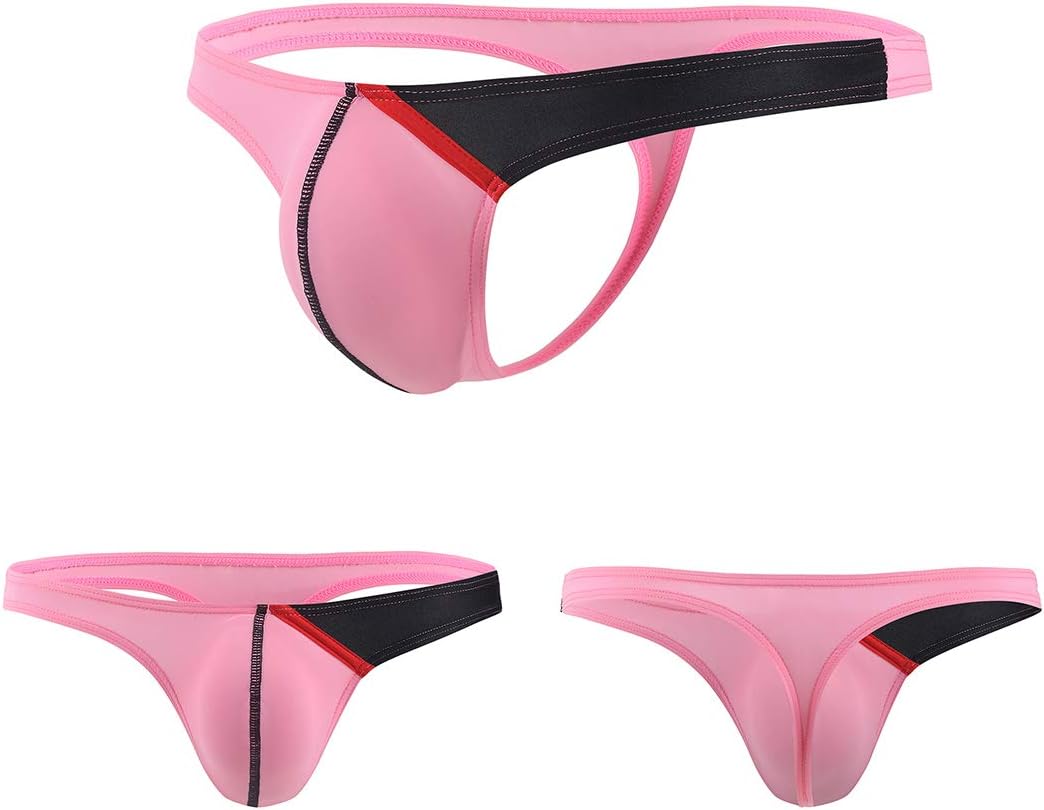 FEOYA Men's Underwear Thongs Low Waist Ice Silk Briefs Bikini Bulge Enhancing