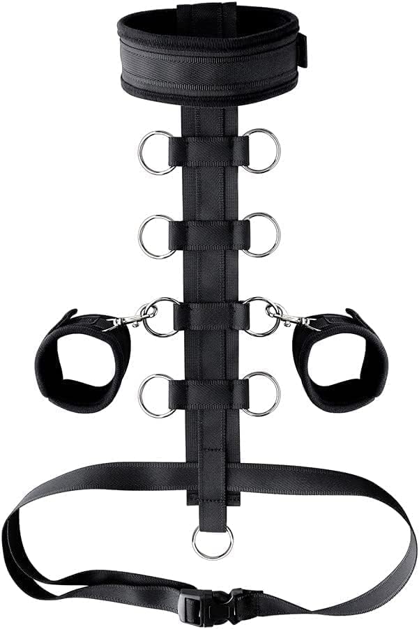 Bondage Restraints BDSM Kit Couple Sex Toys, Neck to Wrist Behind Back Handcuffs Collar,Soft NylonRestraints Bondage Gear & Accessories, Adult Sex Straps SM Gameplay Tools