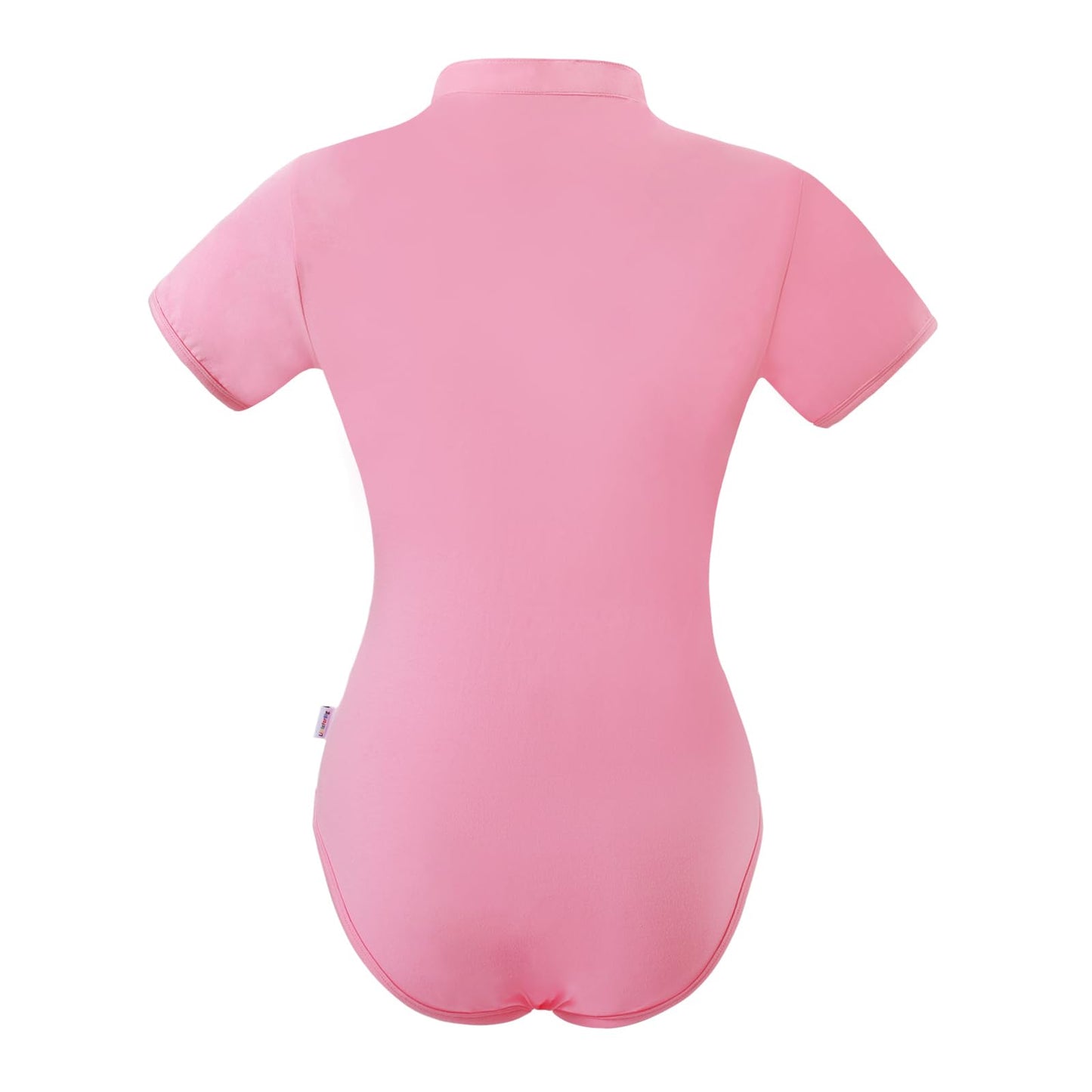 Littleforbig Cotton Button Crotch Romper Onesie Pajamas Bodysuit - Collared Pink S