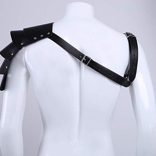 Men Leather Body Harness Cage Bra Shoulder Guard Armor Steampunk Goth Fetish