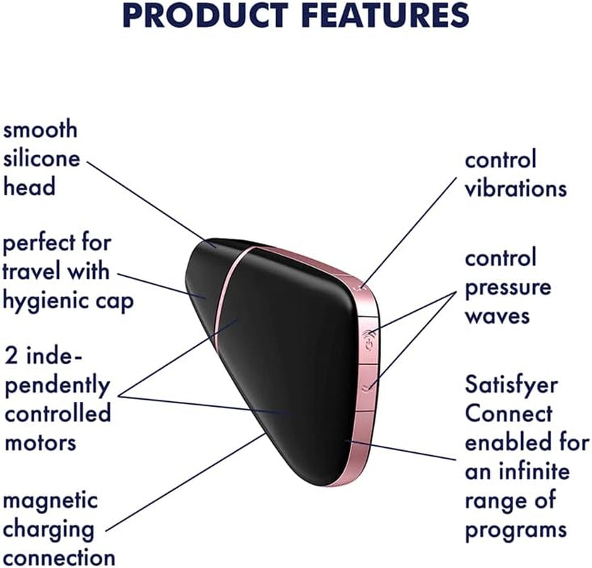 Love Triangle | Air Pulse Technology | Vibrator | 2 Independently Controlled Motors | Connect App | Waterproof (IPX7) | Rechargeable Battery | Skin-Friendly Silicone