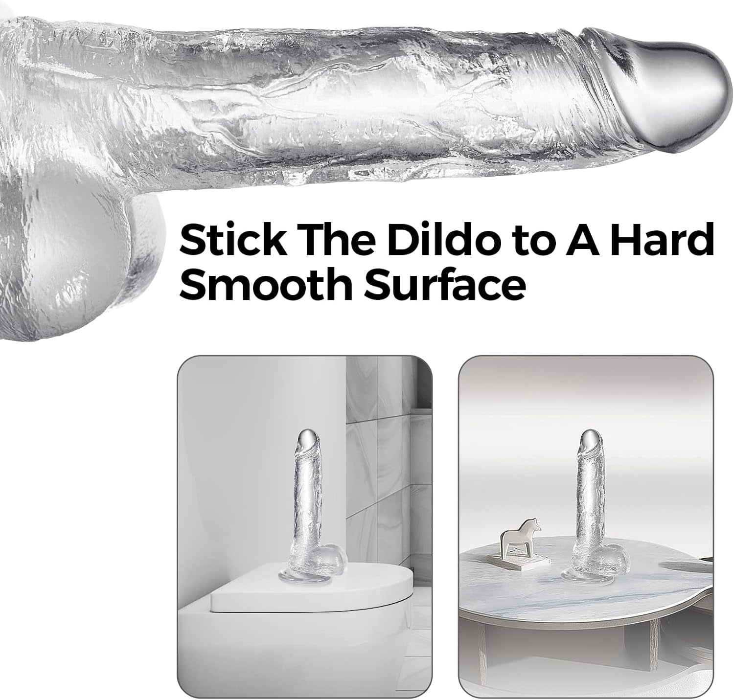 Realistic Big Dildos Feels like Skin, Suction Cup Dildo for Hands-Free Play,Sex Toys Clear Dildos (8")