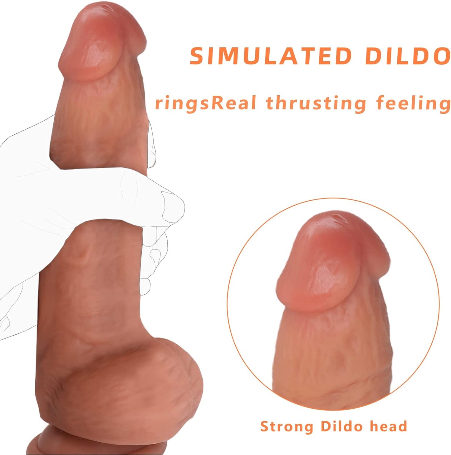 7'' Realistic Silicone Dildo Adult Sex Toy for Women,Skin-Friendly Material Strong Suction Cup Hands,Ultra Soft Lifelike Thick Anal Men with Curved Shaft and Balls Throat Trainer,1 Count