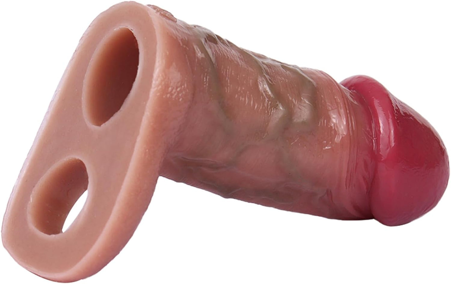 Realistic Hollow Dildo Sleeve Silicone Penis Sleeve with Cock Ring, Male Penis Enlarger Sleeve Soft Penis Sheath for Men, Penis Cover Adult Sex Toy (Skin)