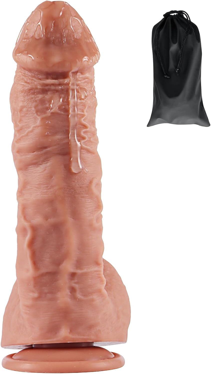 Big Liquid Silicone Dildo, 2” Diameter Thick Huge Dildos &Strong Suction Cup,Realistic Veins&Full Shaped Balls&Storage Bag,Compatible Strap-On Harness Fat Cock Penis Adult Sex Toy G-Spot (Flesh)