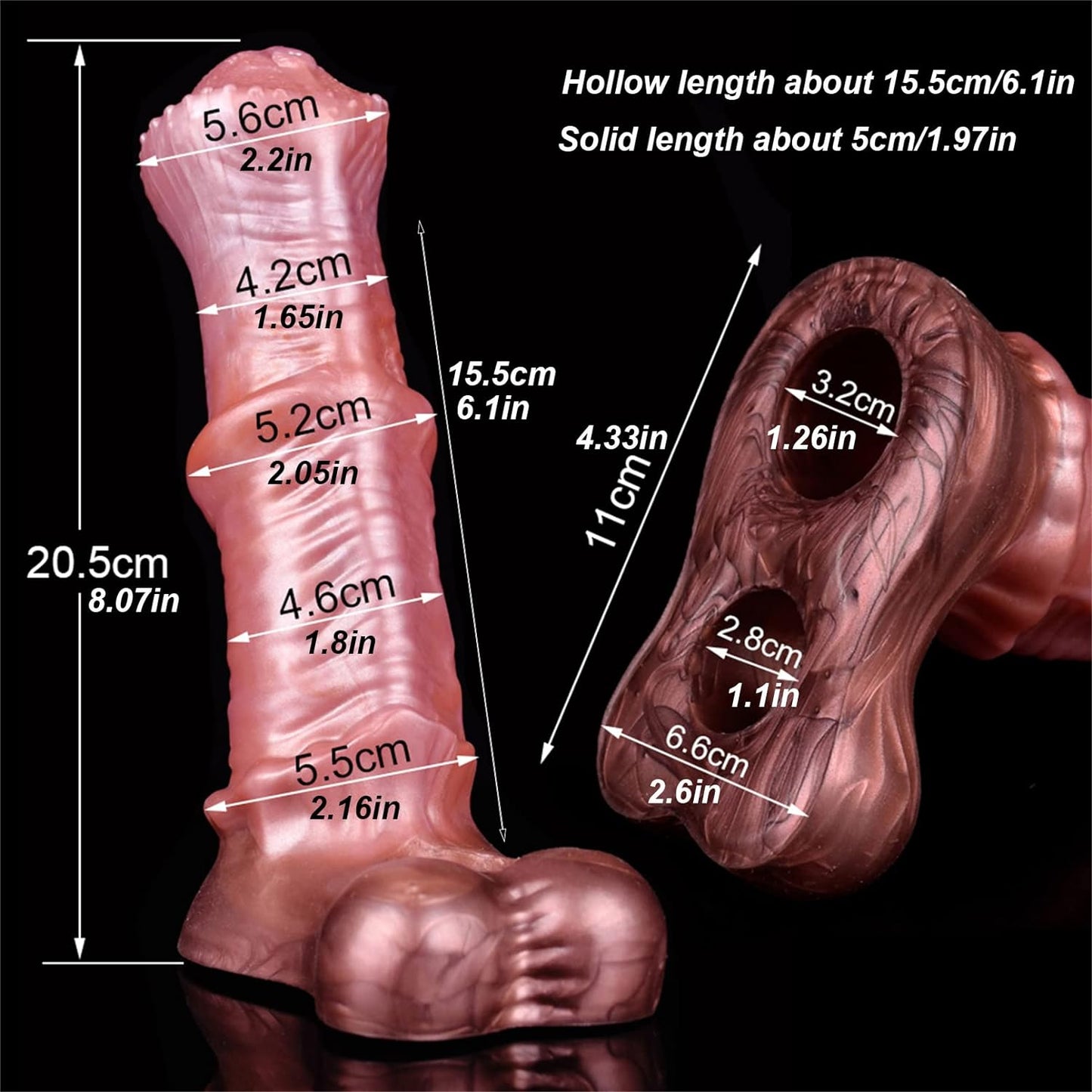 8.07In Horse Penis Extender Sleeve Men Penis Enlargement Sleeve: Silicone Penis Sleeve Enlarger with Cock Ring, Realistic Animal Cock Sleeve Men Adult Sex Toy (Brown)