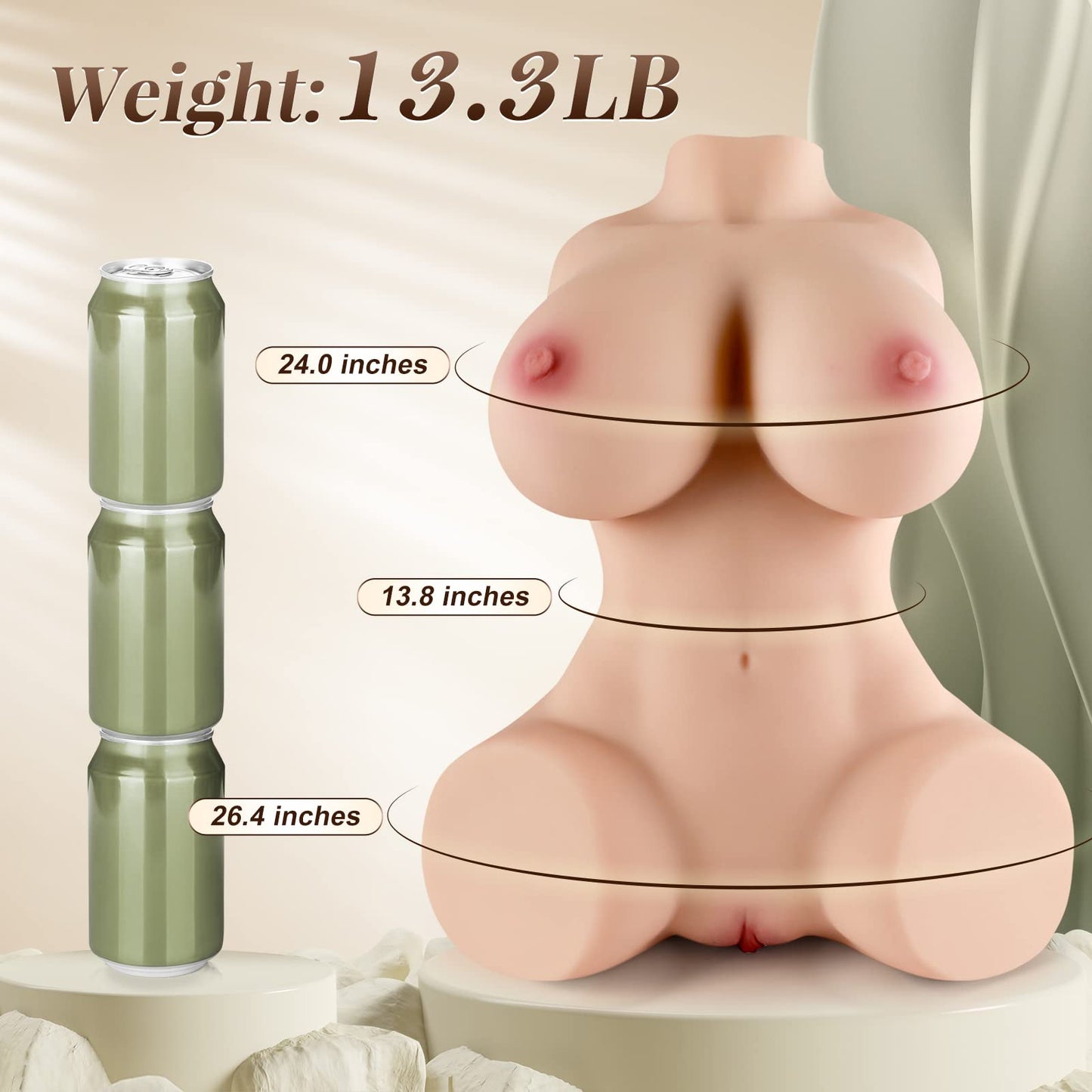 Sex Doll for Men Male Masturbator - 13.3LB Life-Size Male Masturbators Sex Toys Torso with 3D Textured Pussy and Anal Channel Soft Boobs, Mens Adult Toys Sex Dolls Pocket Pussy (9.1x14.6x6.3 in)