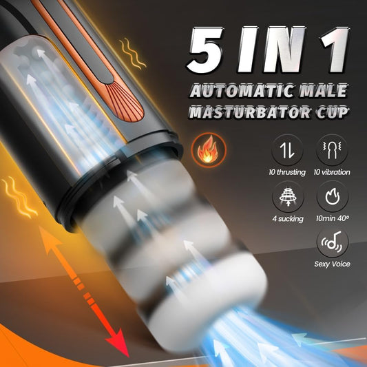 Automatic Suck-ing Male Masturbator Cup - Fully Submergible Pocket Pussy Vagina Blowjob Stroker with 10 Vibration Function & 4 Powerful Suk-ing Modes, Silicone Penis Trainer Adult Sex Toys for Men