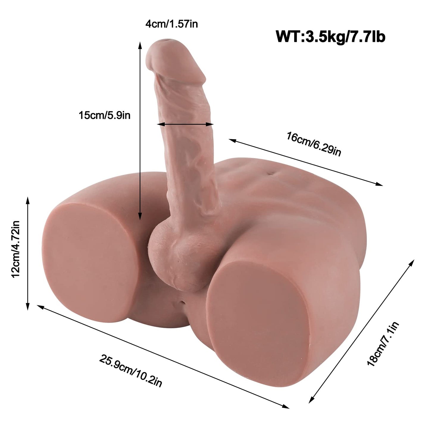 7.71lbs Male Torso Dildo Sex Doll - Flexible Bendable and Tight Hole for Women Masturbation,Lifelike Love Doll for Couple Sex Toy - Light Brown