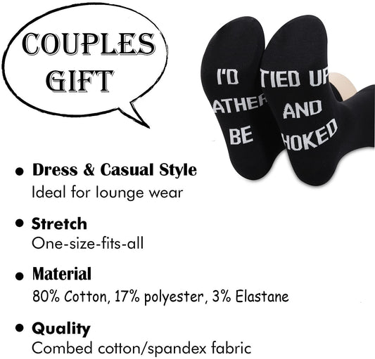 TSOTMO Tied Up Adult Sex Socks Couple Foreplay BDSM Erotic Gift Date Night Game Gift I'd Rather Be Tied Up and Choked Socks (C.Tied Up)