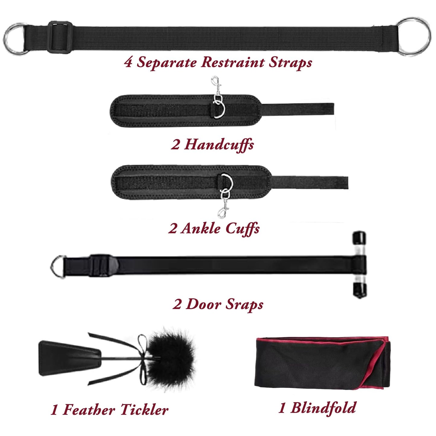 Sex Bondage Restraints BDSM Toys, ANYUE Versatile Bed Restraints Couple Sex Toys with Sex Straps Bondage Cuffs Blindfold & Feather BDSM Kit, Adult Sex Toys Bondage Gear & Accessories for Couples Game